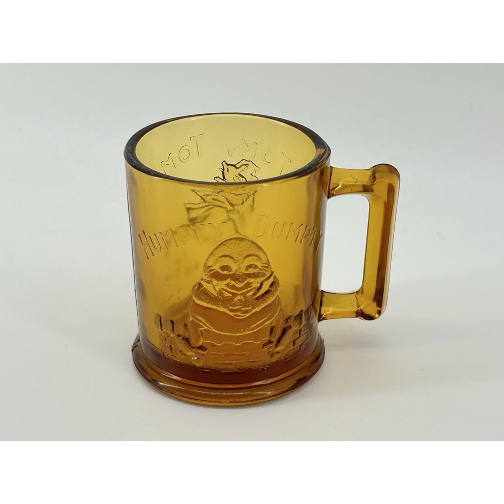 Vintage Indiana Glass Tiara Humpty Dumpty Tom Tom‎ Piper's Son Amber Glass Mug